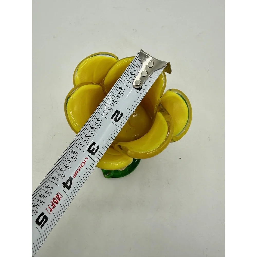 Vase Yellow Hand Blown Glass Art Glass Tulip Votive Candle Holder Cottage